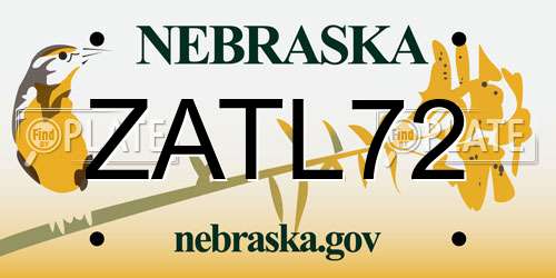 ZATL72 Nebraska License Plate