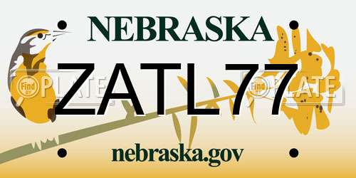 ZATL77 Nebraska License Plate