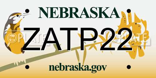 ZATP22 Nebraska License Plate