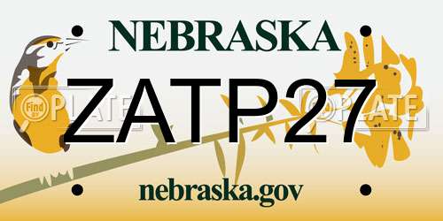 ZATP27 Nebraska License Plate