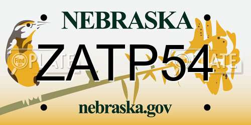 ZATP54 Nebraska License Plate