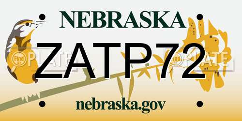 ZATP72 Nebraska License Plate
