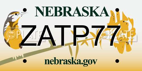 ZATP77 Nebraska License Plate