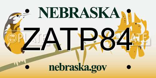 ZATP84 Nebraska License Plate