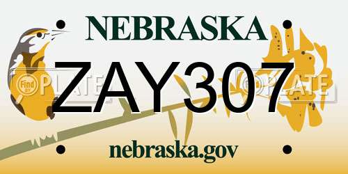 ZAY307 Nebraska License Plate