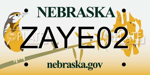 ZAYE02 Nebraska License Plate