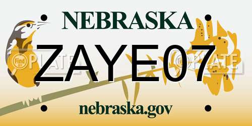 ZAYE07 Nebraska License Plate
