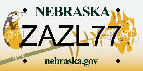 ZAZL77 Nebraska License Plate