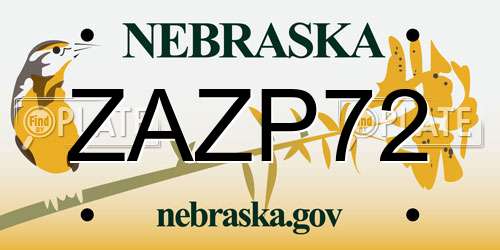 ZAZP72 Nebraska License Plate