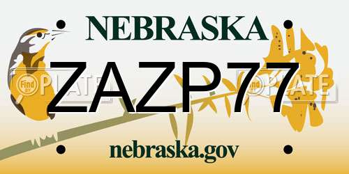 ZAZP77 Nebraska License Plate