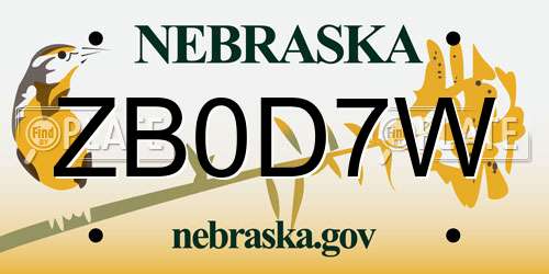 ZB0D7W Nebraska License Plate