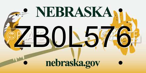 ZB0L576 Nebraska License Plate