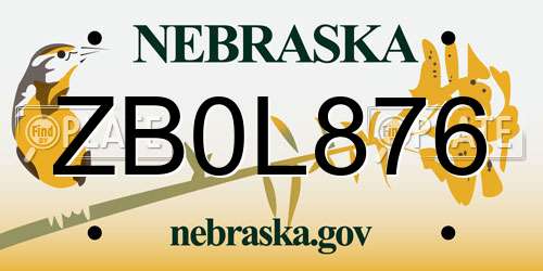 ZB0L876 Nebraska License Plate