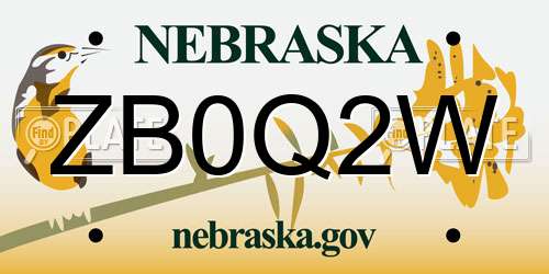 ZB0Q2W Nebraska License Plate