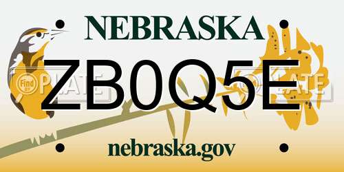 ZB0Q5E Nebraska License Plate