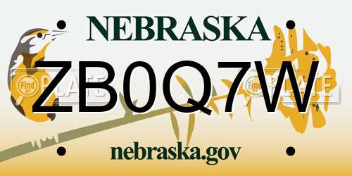 ZB0Q7W Nebraska License Plate