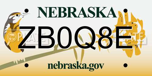 ZB0Q8E Nebraska License Plate