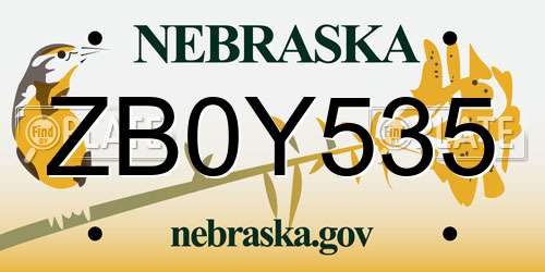 ZB0Y535 Nebraska License Plate