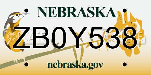 ZB0Y538 Nebraska License Plate