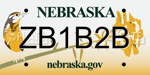 ZB1B2B Nebraska License Plate