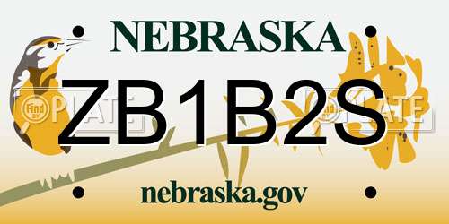 ZB1B2S Nebraska License Plate
