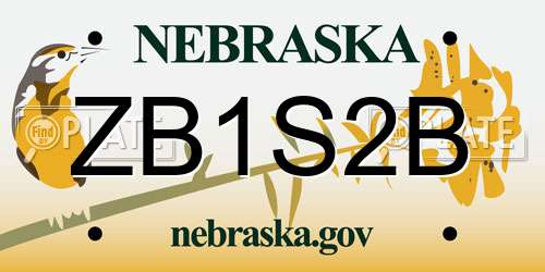 ZB1S2B Nebraska License Plate
