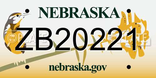 ZB20221 Nebraska License Plate