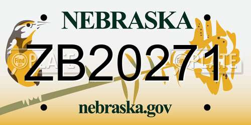 ZB20271 Nebraska License Plate