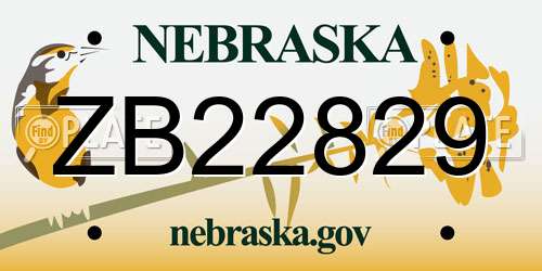 ZB22829 Nebraska License Plate