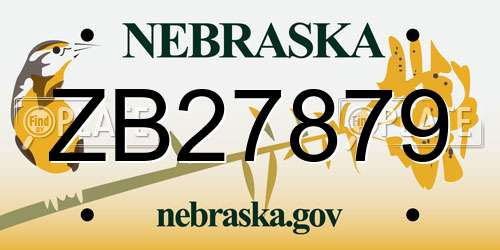 ZB27879 Nebraska License Plate