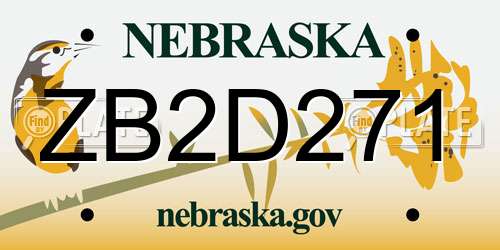 ZB2D271 Nebraska License Plate