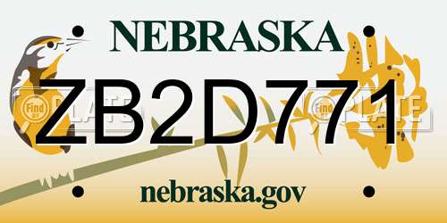 ZB2D771 Nebraska License Plate