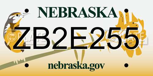ZB2E255 Nebraska License Plate