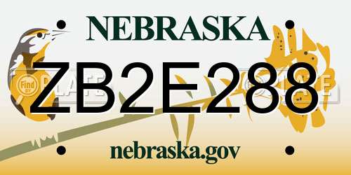 ZB2E288 Nebraska License Plate
