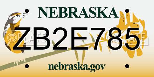 ZB2E785 Nebraska License Plate