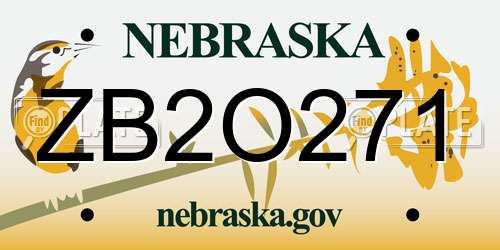 ZB2O271 Nebraska License Plate