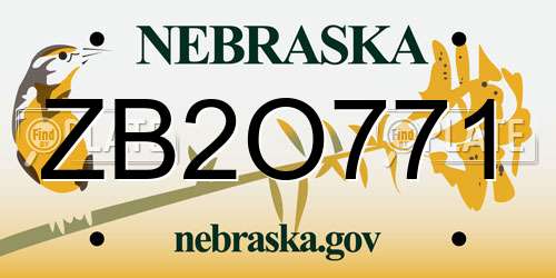 ZB2O771 Nebraska License Plate