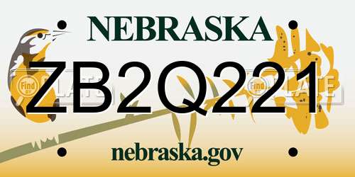 ZB2Q221 Nebraska License Plate