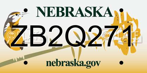 ZB2Q271 Nebraska License Plate