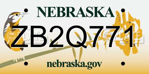 ZB2Q771 Nebraska License Plate