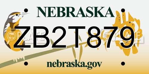 ZB2T879 Nebraska License Plate