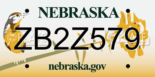 ZB2Z579 Nebraska License Plate