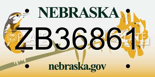 ZB36861 Nebraska License Plate