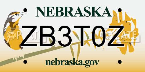ZB3T0Z Nebraska License Plate