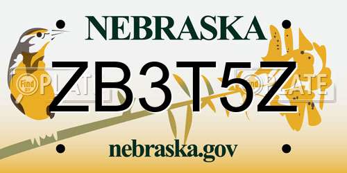 ZB3T5Z Nebraska License Plate