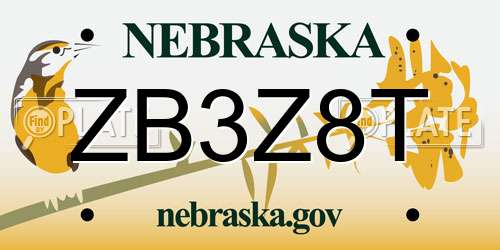 ZB3Z8T Nebraska License Plate