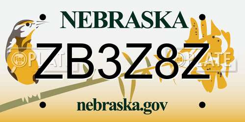 ZB3Z8Z Nebraska License Plate