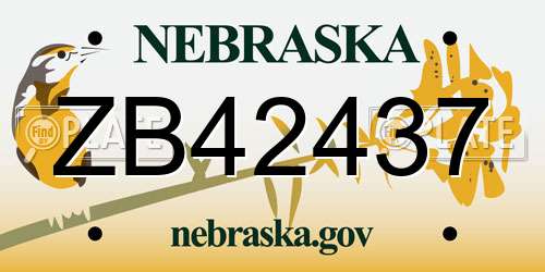 ZB42437 Nebraska License Plate