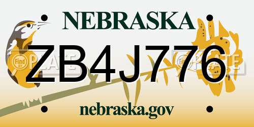 ZB4J776 Nebraska License Plate