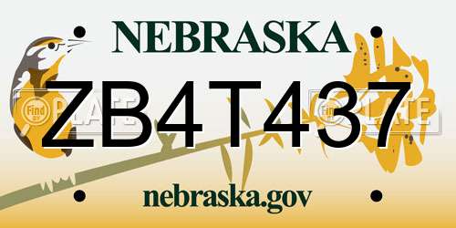 ZB4T437 Nebraska License Plate